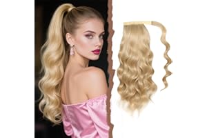 Mulaibdin Extensiones Pelo Natural Rizado, Coleta Postiza Pelo Natural Ondulado Rubio, Postizos de Pelo Natural Largo 50cm, Pelucas Cabello Natural Humano, Trenzas Postizas Mujer