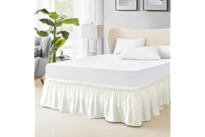 FreshCulture Mantovana giroletto per letto singolo, con elastico avvolgente, per letto singolo, facile da montare, con lunghezza di 56 cm, con volant antipolvere di qualità alberghiera per letto