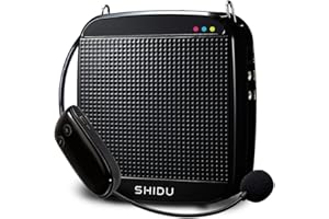 Amplificador de voz inalámbrico, SHIDU UHF 18W Sistema de PA portátil recargable Altavoz con micrófono inalámbrico Auriculares para maestros, Canto, Instructores de fitness, Yoga, Guías de viaje
