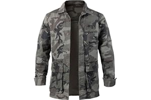 Harbrosrce Chemises Hommes à Manche Longue Militaire Boutonné Cargo Chemise Coton épais pour Tactique Formation Randonnée