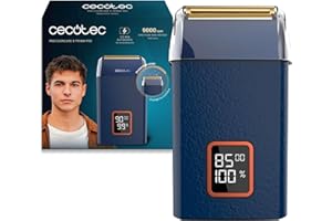 Cecotec Afeitadora Laminar con Cuerpo de Cuero PrecisionCare X-Trimm Pro. Motor 9000RPM, 3 Velocidades, Cuchillas de Titanio, Pantalla LED con% de Batería y RPM, Autonomía 2h, Tapa