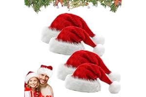 dancepandas Weihnachtsmütze, 4 Stück Nikolausmütze Plüsch Rand Weihnachtsfeier Rot Santa Mütze Nikolaus Dicker Fellrand aus Plüsch kuschelweich & angenehm Für Erwachsene Kinder
