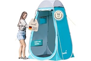 Skandika Camping Pop Up Tenda Doccia | Tenda spogliatoio con 210 cm di Altezza Libera, Rivestita in Argento, Opaca, Pavimento Separato, Finestra copribile con zanzariera, Attacco Doccia | Tenda WC