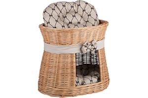 E-WICKER24 ALLES AUS WEIDE e-wicker24 Panier en Osier, Maison pour Chat ou Chien,Corbeille,Niche en Osier à Deux étages, (Naturel_Beige_1)