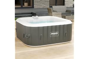 Arebos uppblåsbar bubbelpool utomhus | 4 personer | 130 munstycken | 154 x 154 cm | 600 liter | spa pool | massage