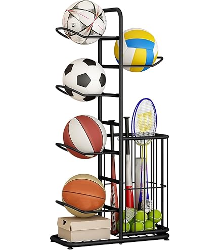 Bac De Rangement Balles Sport – Grand Panier Maille 60x60x62 Cm, Grande Capacité Pour Ballons, Garage, Patio, Jardin