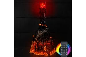 BrickBling Pilot zdalnego sterowania, zestaw oświetleniowy kompatybilny z The Lord of The Rings: Barad-dûr 10333 (nie jest to model), zestaw oświetleniowy LED kompatybilny z The Lord of The