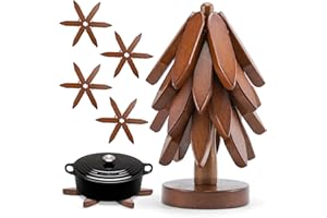 PGTC Posavasos de madera para placa caliente, posavasos de árbol 4ST,Posavasos de madera para mesa, diseño de árbol, alfombrilla plegable resistente al calor para tetera,sartén,cuenco