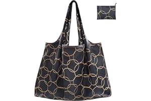 FenFang Reusable Shopping Bags Foldable, Extra Large Grocery Bag, Washable Eco Friendly Pocket Shopper Bag, Lightweight Handbag Tote Bag Portable Pouch for Travel Picnic, 56 X 67 cm