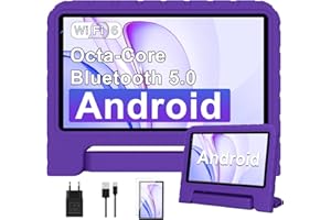 BIEGEDY Tablet para Niños 7 Pulgadas,Android Niños Tablet,10GB RAM + 64GB ROM/TF 512GB,Octa-Core 1.8GHz | Kids Educativos | Control Parental | 5G WiFi 6 | Cámara Dual | BT5.0,con Funda EVA Morado