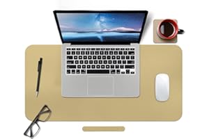 BOUTILON Leder-Schreibtischunterlage,wasserdichte Schreibtischunterlage für Schreibtisch, Schreibtischunterlage für Tastatur und Maus, Leder-Mauspad-Schutz für Büro und Zuhause, 60 * 35cm (S Golden)