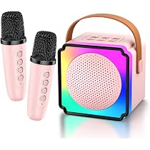 Karaoke Infantil Con 2 Micrófonos Inalámbricos | Bluetooth, Luces LED Y Efectos De Voz | Regalo Para Niñas Y Niños De 3 A 12 Años