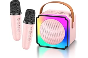 Anykuu 2 Micrófonos para Niños Regalo Niña 3-12 Años Micrófono de Karaoke para Infantil Microfono con Altavoz Portátil con Luces LED 5 Efectos de Sonido Mágicos Regalo