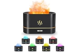 Shopos Flame Diffuser Neues Modell 7-Farben-Licht 2023 Upgrade Luftbefeuchter Raumerfrischer mit Flammeneffekt Diffuser Humidifier Lufterfrischer Wohnung für Duftöl und Aromaöle Schwarz