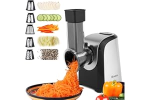 Homdox Râpe à fromage électrique professionnelle 5 en 1 avec contrôle unique pour fromage, chocolat, fruits, légumes 150 W