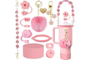 YSWOVUO Stanley Zestaw akcesoriów w kolorze różowym, 11 sztuk do kubków o pojemności 1,2 l i 850 ml, zabezpieczenie wyciekaniem, silikonowa podstawa