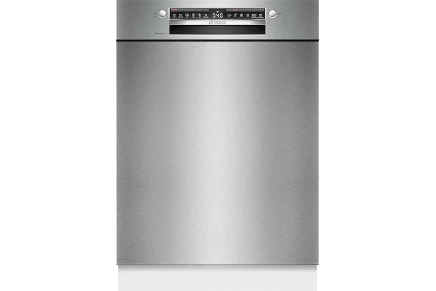 Bosch SMU4EVS08E Series 4 Undermount Dishwasher, Home Connect, EfficientDry: Automatic Door Opening, Remote Diagnostics, Washing Assistant, Steel, 60 cm