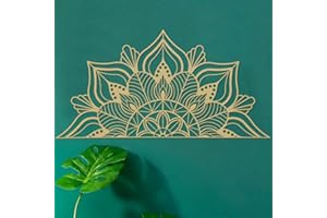 ESTART Grande decorazione da parete in metallo, motivo floreale di loto, decorazione da parete, per casa, camera da letto, ufficio, interni ed esterni (oro)