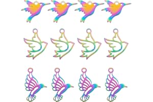 DICOSMETIC Arc en Ciel Couleur Ailes D'Ange Pendentifs en Acier Inoxydable Coloré Demi Ailes Pendentifs Petites Ailes Métal Charmes pour D'Oreilles Fabrication de Bijoux DIY Artisanat