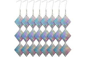 EONBES Hängende Vogelabwehr, holographische reflektierende Vogelschreckscheiben für Spechte und Tauben, Vogelreflektoren-Abschrecker, Vögel fernhalten, 24 rautenförmige Scheiben