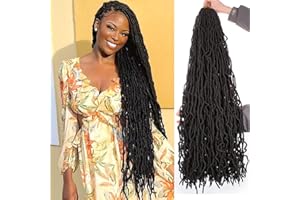 Leeven 30 Inch Soft Locs Crochet Hair for Women Nu Faux Braids 7 Pack Goddess Hair Extensions 1B#