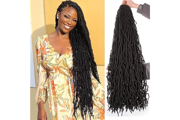Leeven 30 Inch Soft Locs Crochet Hair for Women Nu Faux Braids 7 Pack Goddess Hair Extensions 1B#