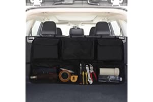 Beicarin Borsa portaoggetti per bagagliaio, organizer da appendere al sedile posteriore dell'auto, per SUV, monovolume, furgoni, bagagliaio, pieghevole, con 8 tasche e cinghie regolabili
