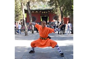 FJJLOVE Kinder Kung Fu Uniform, Chinesische Traditionelle Tai Chi Wushu Kleidung Kinder Kampfsport Performance-Kostüm Shaolin Taekwondo Training Bekleidung,Orange,XL