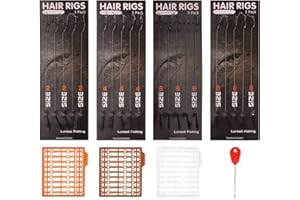 Luroad Anzuelos Carpfishing Hair Rigs 20 Piezas, Anzuelos de Pesca Carpa de Púas Curvo, Hilo Trenzado Giratorio con 3 Tarjetas Boilies Carpfishing Stops Dumbell Stoppers y Stringer Needle, 2 4 6 8#