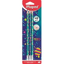 Maped - Matite grafite HB #2 PIXEL PARTY - Matite per carta con punta in gomma - Forma triangolare ergonomica - Vaso da 72 matite di carta, 851818