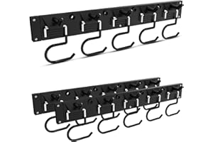 GARTOL Gartengerätehalter,3x40cm Besenhalterung Wand mit Anti-Rutsch-Gummi,Gerätehalter Besenhalter für Garten, Garage, Geräteschuppen, Keller（15 Gerätehaken+15 kleine Haken）