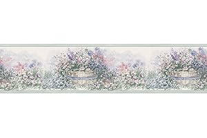 Brewster Home Fashions 260B05873 Borders and More Floral Barrel Wall Border, 5.125-Inch by 180-Inch