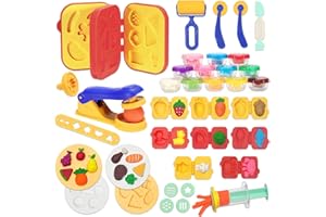 VBACALA Juego de 41 Piezas de Plastilina para Niños Accesorios de Plastilina para Bricolaje, Prensa para Modelar Extrusora de Galletas, Herramientas para Hacer Helados para Niños Animales