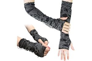 BDSHUNBF 2 Pairs Arm Warmers, Fingerless Glove, Long Fingerless Gloves, Goth Arm Sleeve, Gloves with Thumb Holes for Women Girls Halloween Costume