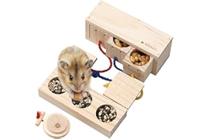 Navaris 2 Giochi Conigli Nani Criceti - Gioco Legno - Giocattolo Gatto - Accessori Criceto Porcellino d'India - per Cibo Fieno Mangime Paglia - per Gabbia Coniglio Nano da Interno