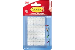 Command Klipsy dekoracyjne z taśmą klejącą, przezroczyste, 20 klipsów i 24 paski – do dekoracji i łańcucha świetlnego bez otworów i wiercenia