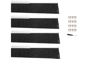 PATIKIL Door Brush Sweeps 2.76" Bristles x 39.37" Long, 4 Sets H-Shape Aluminum Alloy Holder Brush Sweep for Bottom of Door Seal Garage Weather Stripping, Silver/Black