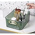 SKYISOK Storage Box With Handle Thickened Cosmetics Jewelry Storage Basket Bathroom Kitchen Desktop Makeup Organizers Container (green)