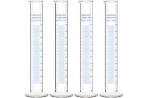 Labasics 4-Pack Borosilicate Glass 100 ml Heavy Wall Graduated Cylinder Measuring Cylinder