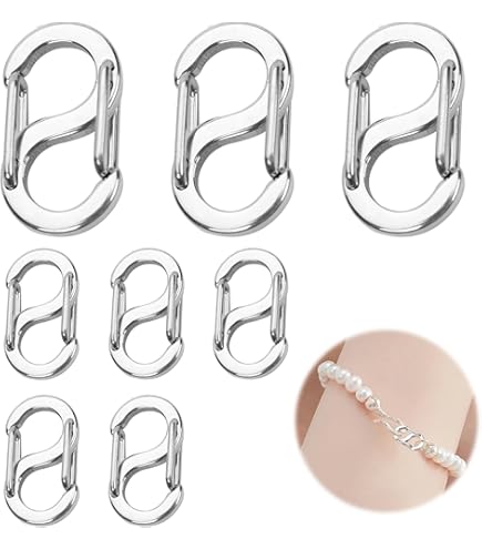 10-Piece Stainless Steel Oval Screw Carabiner Clasps - DIY Jewelry Making Findings With Locking Mechanism