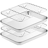 Fire More Stainless Steel Baking Tray Set with Cooling Rack, (2 Baking Sheets, 2 Cooling Racks), Non-Toxic, Mirror Finish (23