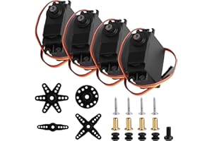 HOTUT Micro Servomotor, 4 piezas Micro Digital Servo Motor, Mini Servo 13kg con Engranaje Metálico para Coches, Camiones y Robots RC a Escala 1/8 y 1/10. (Máximo Control Ángulo 180°)