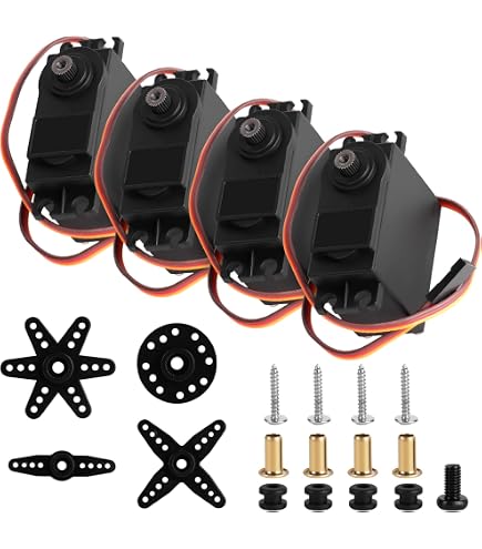 JYUDAUFU Lot de 4 micro-servos SG92R 9g 180° avec testeur de servo avec mini tournevis, pour jouet RC/robot/modèle d'avion, voiture intelligente