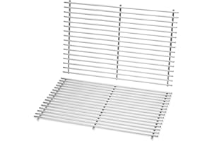 BBQ-Yummy 7639 Edelstahl Grillrost für Weber Spirit 300 Series, E310 320 S310 S320 (mit Vorderen Bedienknöpfen), 44.2 x 30cm Grill Ersatzteile Grillroste für Weber 7527 7525 7638, 2 Stück