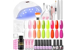 COSCELIA Kit Uñas Semipermanentes Con Lampara,Esmaltes Semipermanentes De 6 Colores y Poly Extension Gel De 3 Colores, Accesorios Para Manicura Kit De Manicura Y Pedicura Starter Kit Home DIY