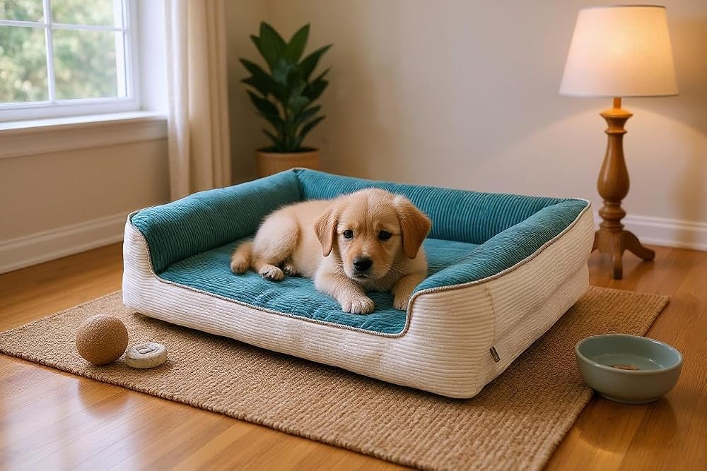 viscopet Premium Sofa Blok sungerli Alezli Fermuarlı Yıkanabilir Köpek Yatağı (Petrocream) (XX-Large)