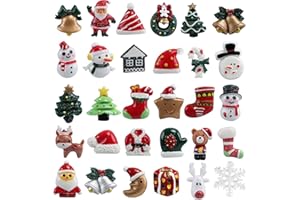 Kesote Dekoracje bożonarodzeniowe 30 szt., do układania, na stół, ozdoba, konfetti, żywica syntetyczna, mini akcesoria, miniaturowe, małe figurki do DYI, prezent, do kalendarza adwentowego