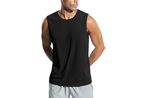 Weardear Men's Running Tank Tops Breathable Workout Sleeveless T-Shirts for Men Gym Muscle Top UV Protection UPF 50+ Sun Protection Tee Shirt