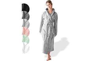 SIEGENTHAL® Damen Bademantel Frottee Velour 100% Baumwolle mit Kapuze Flauschig - Hellgrau L - XL