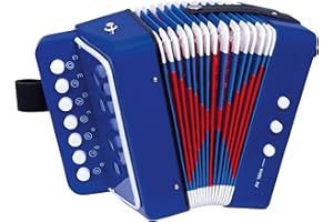 BINO & MERTENS Bino World of Toys Acordeón, Juguete para niños a Partir de 3 años, Juguete para niños (Instrumento Musical para niños con 10 Teclas pequeñas, Instrumento de Teclado de Colores), Azul